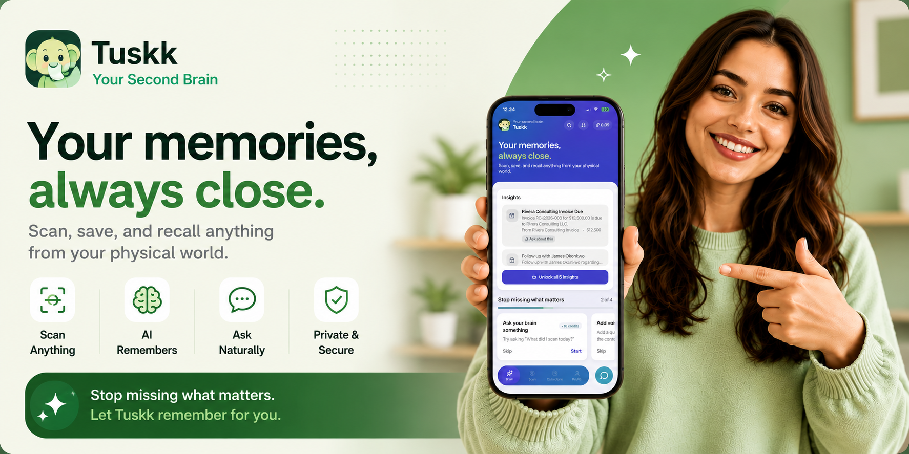 Your memories, always close. Scan, save, and recall anything from your physical world, right from your pocket.